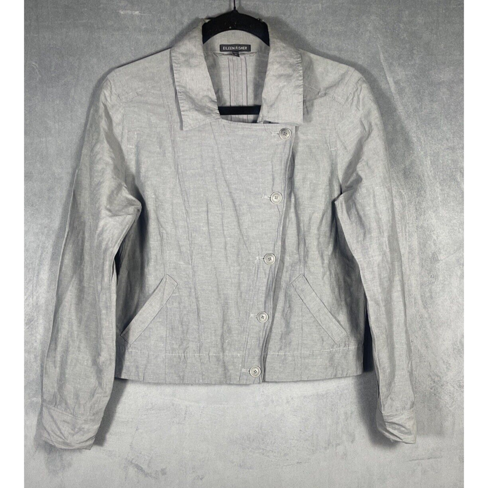 Eileen Fisher Pewter Gray Convert‎ Collar Short Jacket XS